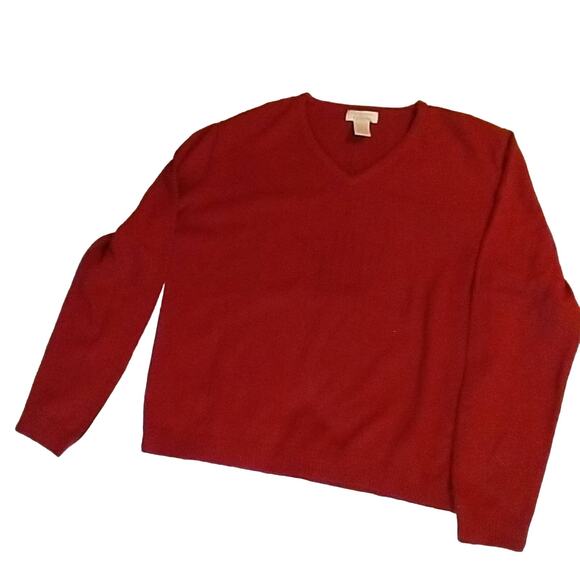 Christopher & Banks Red Long Sleeve V Neck Sweater Large - Picture 1 of 7